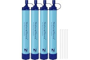 NATURENOVA Personal Water Filter Straw Outdoor Portable Filtration Emergency Survival Gear Water Solutions Tactical Gear for Hiking Camping Accessories Travel Hunting Fishing Outing Backpacking