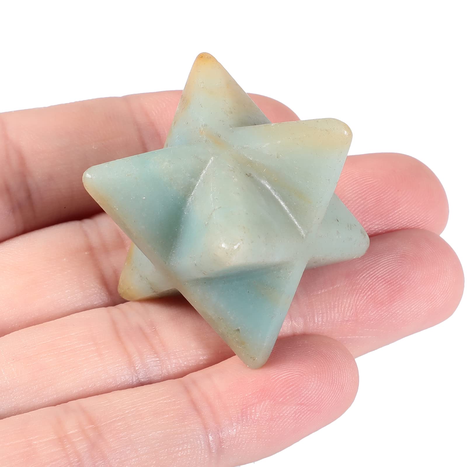 Lovionus89 Natural Amazonite Merkaba Crystal Protection Sacred Meditation Energy Generator Healing Chakra Six-pointed Star 1 Inch