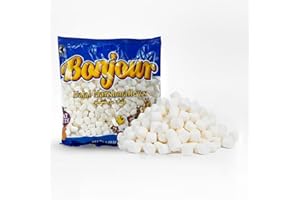 Bonjour Mini Marshmallows - Halal Gelatin, Low Fat & Dye Free Small Marshmallows For Hot Chocolate, Smore, Ice Cream - Vanilla Flavored Soft, Fluffy & Melt-in-Your-Mouth Snack - 8.82 Oz (250 g)