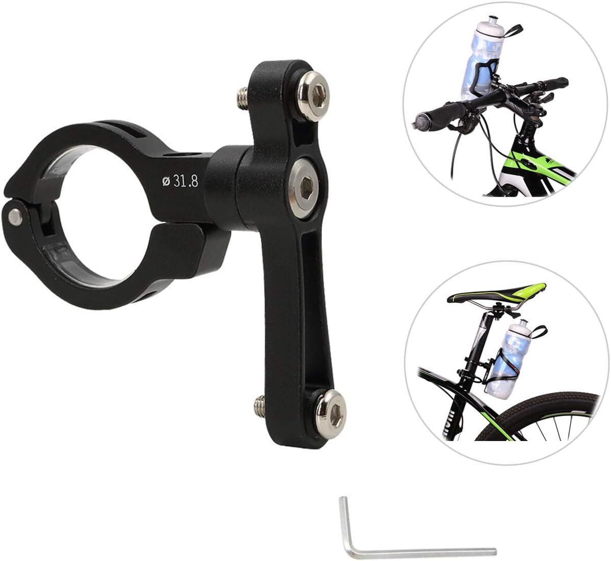 XenYonve Bicycle Bottle Cage Holder Mount, Aluminium Alloy Adapter Adjustable MTB Road Bicycle Handlebar Water Bottle Holder Seat Post Bottle Mount (Black)