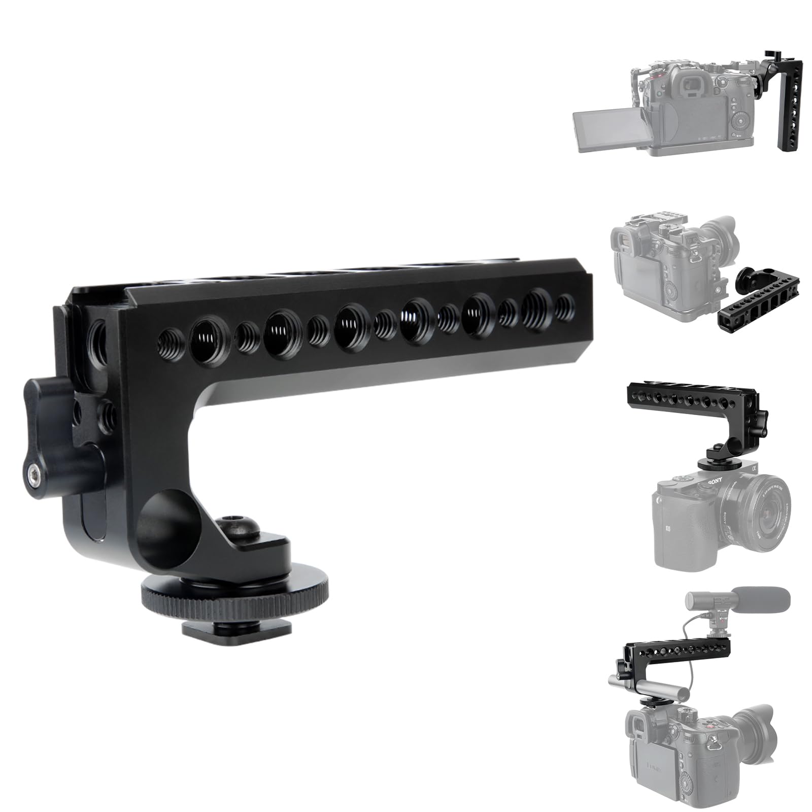 NICEYRIG Hot Shoe Handle Camera Top Cheese Handle with Cold Shoe for Panasonic Lumix GH5s GH5 Cage