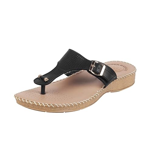 Buy Walkway Women Black Leather Sandals (44999731138) Size (5 UK
