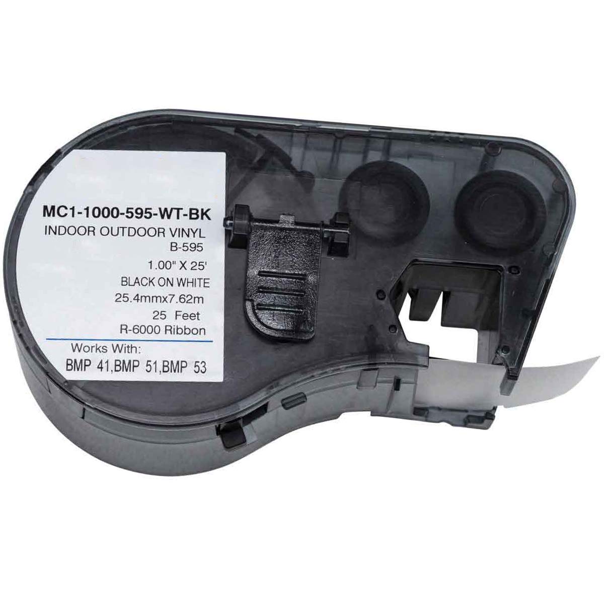 MC1-1000-595-WT-BK Cartridge with Ribbon,High Adhesion Vinyl Label Tape ...