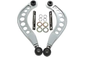 BLACKHORSE-RACING 2PCS Rear Adjustable Upper Camber Kit Silver Compatible with 2006 2007 2008 2009 2010 2011 2012 2013 2014 2015 Honda Civic LX EX DX SI