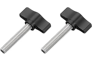 uxcell 2 Pcs 1/4" - 33 Thumb Screw, 304 Stainless Steel Threaded Knurled Thumbscrew Adjustable Tee Wing Screw Grip Knobs Clam
