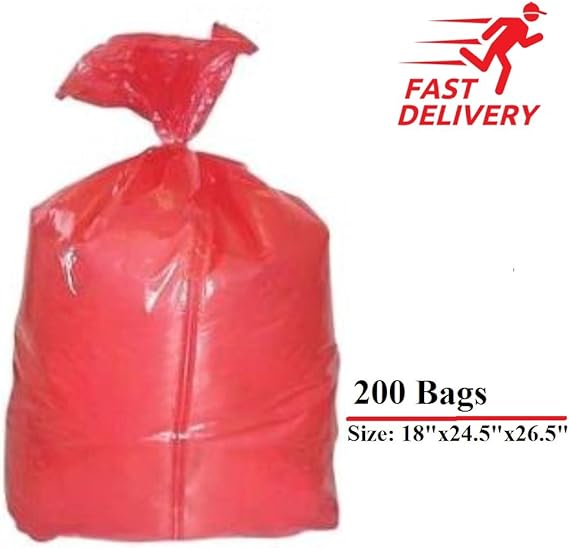 Water Soluble Red Laundry Bags with Dissolving Strip Disposable Linen
