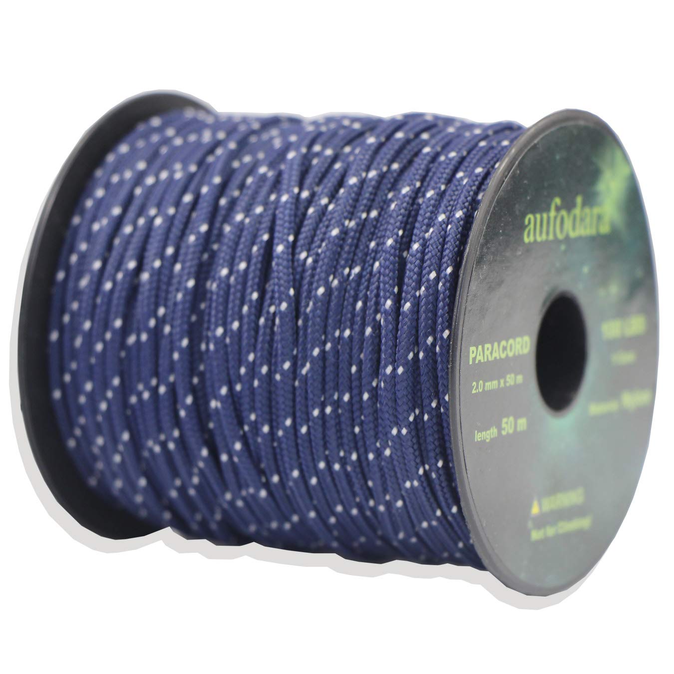 aufodara 50 Metres paracord cord 2mm nylon rope, 1 core strands (Navy Blue White, 50)