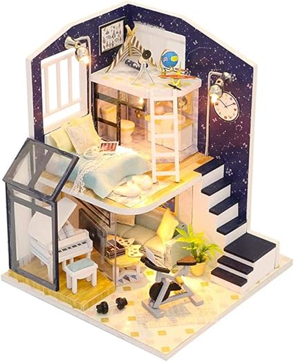 VIPECO Durable Miniature Dollhouse Building Handmade House Educational Toys Doll Model Material: Wood, Cloth, Metal