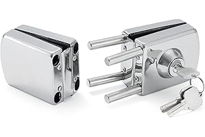 Ranbo Frameless Double-Sided Glass Door Lock,No-Drill,304 Stainless Steel, Suitable for 2/5''-1/2''(10mm-12mm) Sliding Glass Doors, Office Doors,Commercial Doors, Includes 3 Keys,Polished Finish.