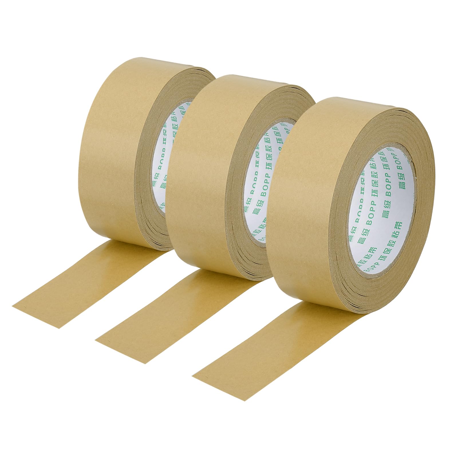 PATIKIL 1.6" x 55 Yards Brown Packing Tape, 3 Roll Heavy Duty Kraft Tape Paper Gummed Tape for Sealing Cardboard Carton Boxes, Shipping, Moving, Masking