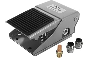 YaeKoo Pneumatic Foot Pedal Valve Momentary 3 Way 2 Position Rubber Nonslip 1/4" PT Threaded 145 PSI Pressure Control with 6mm Air Pneumatic Fittings