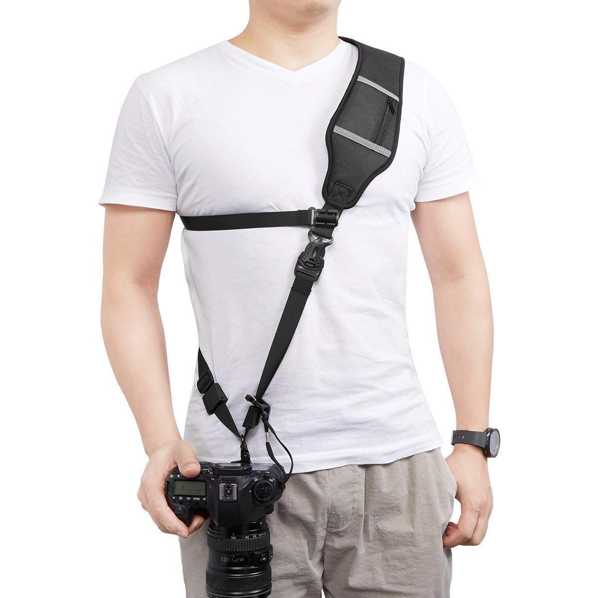 Powerextra Camera Shoulder Neck Strap with Quick Release and Safety Tether Compatible with Canon Nikon Sony Olympus Pentax, fujifilm, Panasonic Canon SLR DSLR