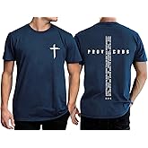 Christian Shirts for Men Faith Cross Print Tshirts Bible Verse Inspirational Graphic Crewneck Short Sleeve Top
