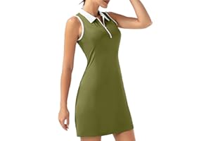 FKEEP Women's Golf Tennis Dress Sport Activewear Zipper V-Neck with Shorts and Pocket Workout Athletic