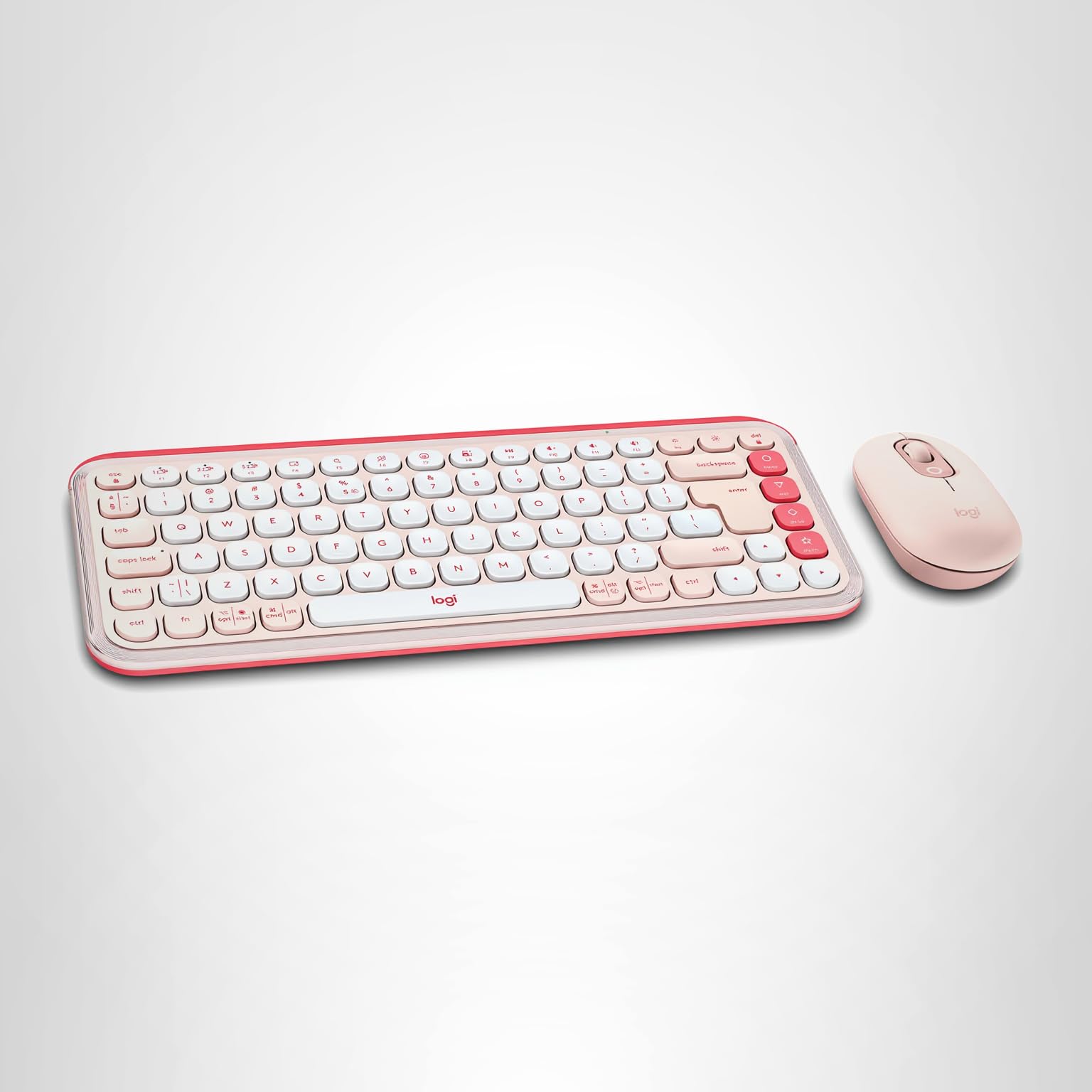 Logitech POP ICON Combo, Bluetooth Keyboard and Mouse Combo, Comfortable Typing, programmable Keys and Buttons, Quiet clicks, Easy-Switch up to 3 Devices - Rose