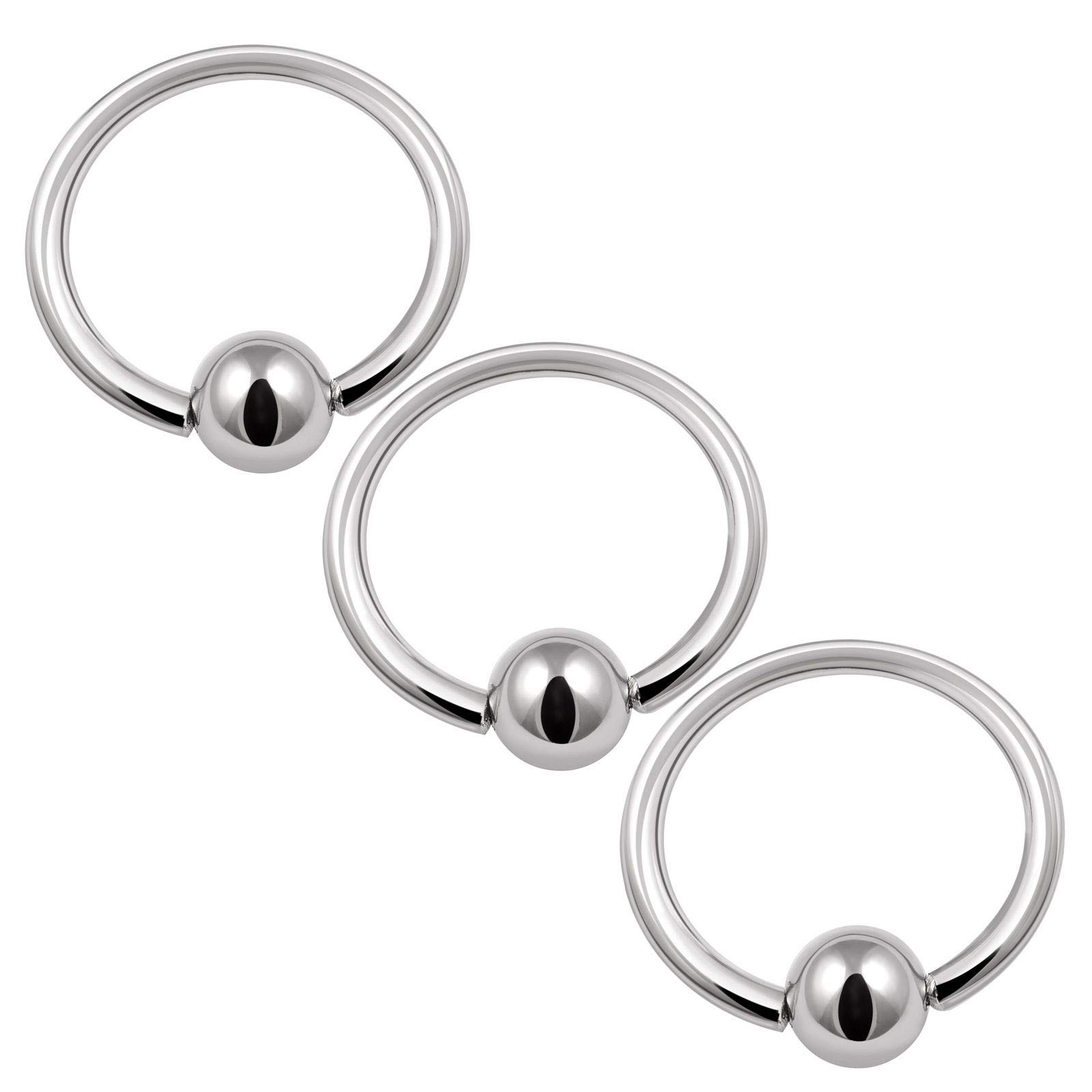 KJM FASHION 3PCS Surgical Steel Captive Ring 16 gauge 3/8 10mm 3mm Ball Tragus Auricle Lip Lobe Earring Cartilage Piercing Jewellery 0802
