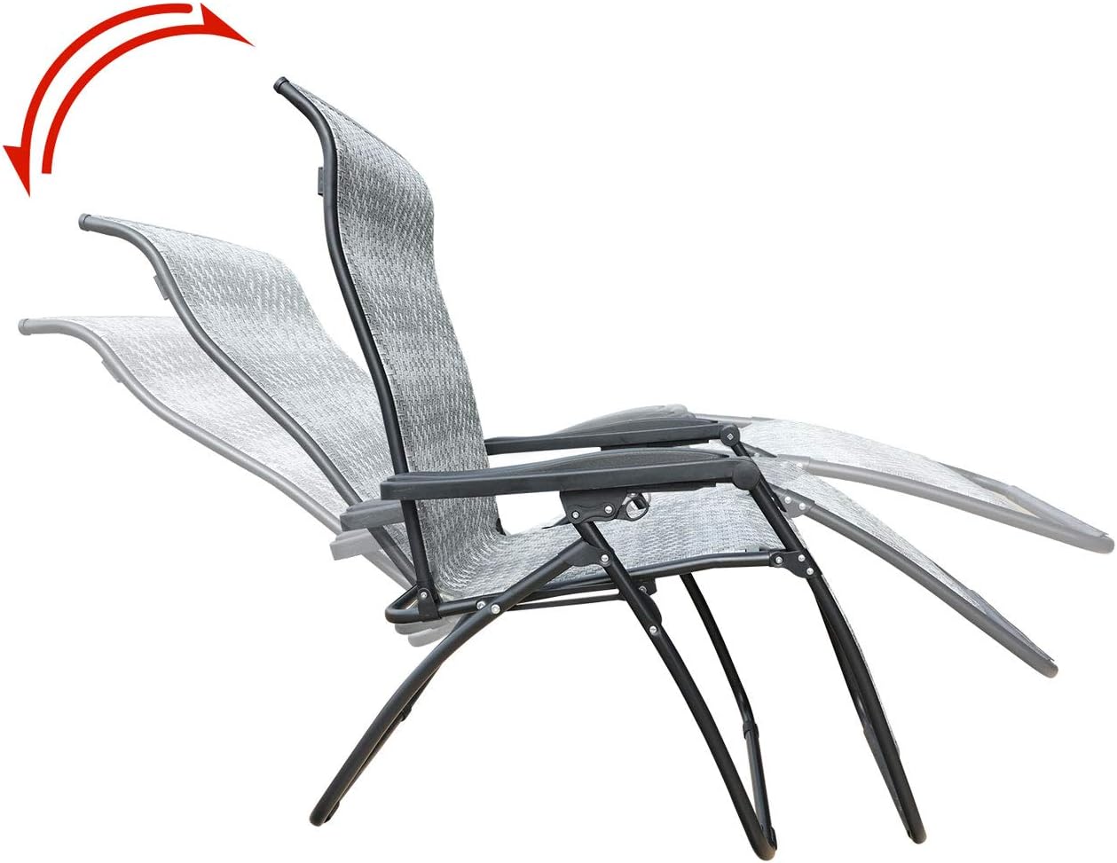 GOLDSUN Rattan Zero Gravity Chaise Lounge Chair Adjustable Patio Lawn Wicker Reclining Lounger Chair with Tray for Outdoor,Garden,Beach,Porch,Swimming Pool (Grey with Round Leg): Kitchen & Dining
