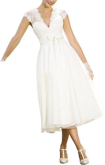 amazon tea length wedding dresses