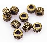 LolliBeads (TM Antiqued Tone Bracelet Jewelry Marking Large Hole Spacer Beads Round Tube Charm Beads