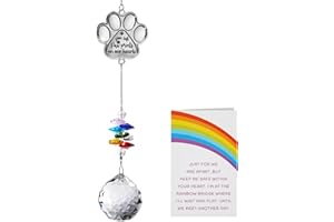 PREKIAR Dog Memorial Suncatcher Pet Memorial Gifts Sympathy Gift for Loss Dog Cat Paw Print Crystal Sun Catcher Rainbow Bridge Rainbow Maker Suncatcher Window Prisms Hanging(Paw Print-40mm(1.57"))