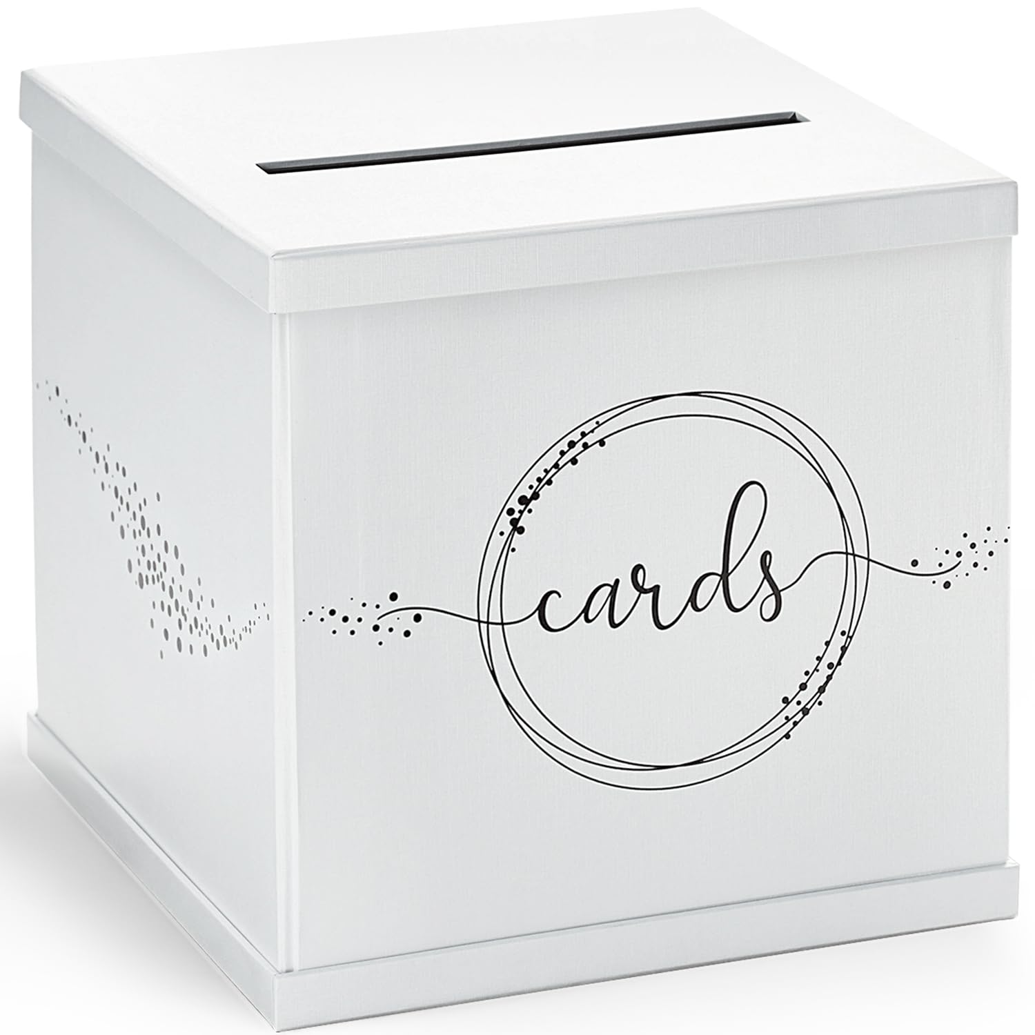 Photo 1 of White & Black Wedding Card Box, Large 10” Gift Card Holder, Envelope Box with Slot, Graduation Party, Birthday, Funeral Reception, Baby & Bridal Shower, Sweet 16, Quinceanera, Retirement, Money Basket