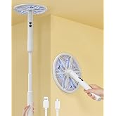 Rotating Head Electric Fly Swatter with 16&ndash;40" Telescopic Handle, 4000V | 2-in-1 UV USB Rechargeable Bug Zapper Indoor Outdoor, Fly Mosquito Zapper Killer Catcher Trap for Ceilings and Walls