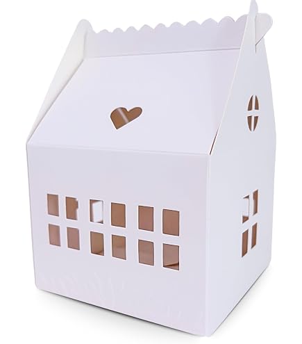 20-Pack White House-Shaped Treat Boxes With Ribbons – Cute Gable Boxes For Desserts, Cookies & Party Favors