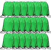 CODOBON 20 Pcs Drawstring Bags, Bulk Draw String Backpack, Cinch Polyester Bag for Gym Sport, Green