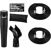 Shure SM57-LC Cardioid Dynamic Instrument Microphone + Extra Two (2) XLR Cables Bundle