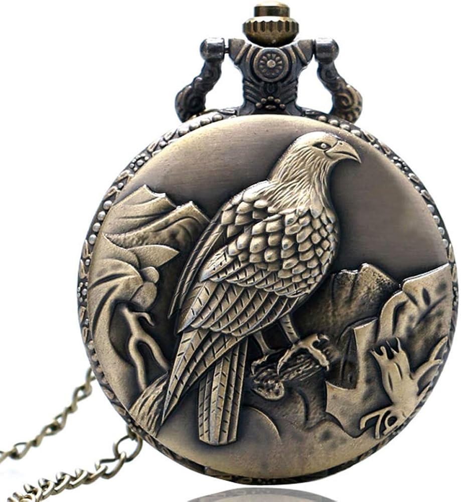 Eagle Vintage Pocket Watch, 3D Eagle Design Quartz Pocket