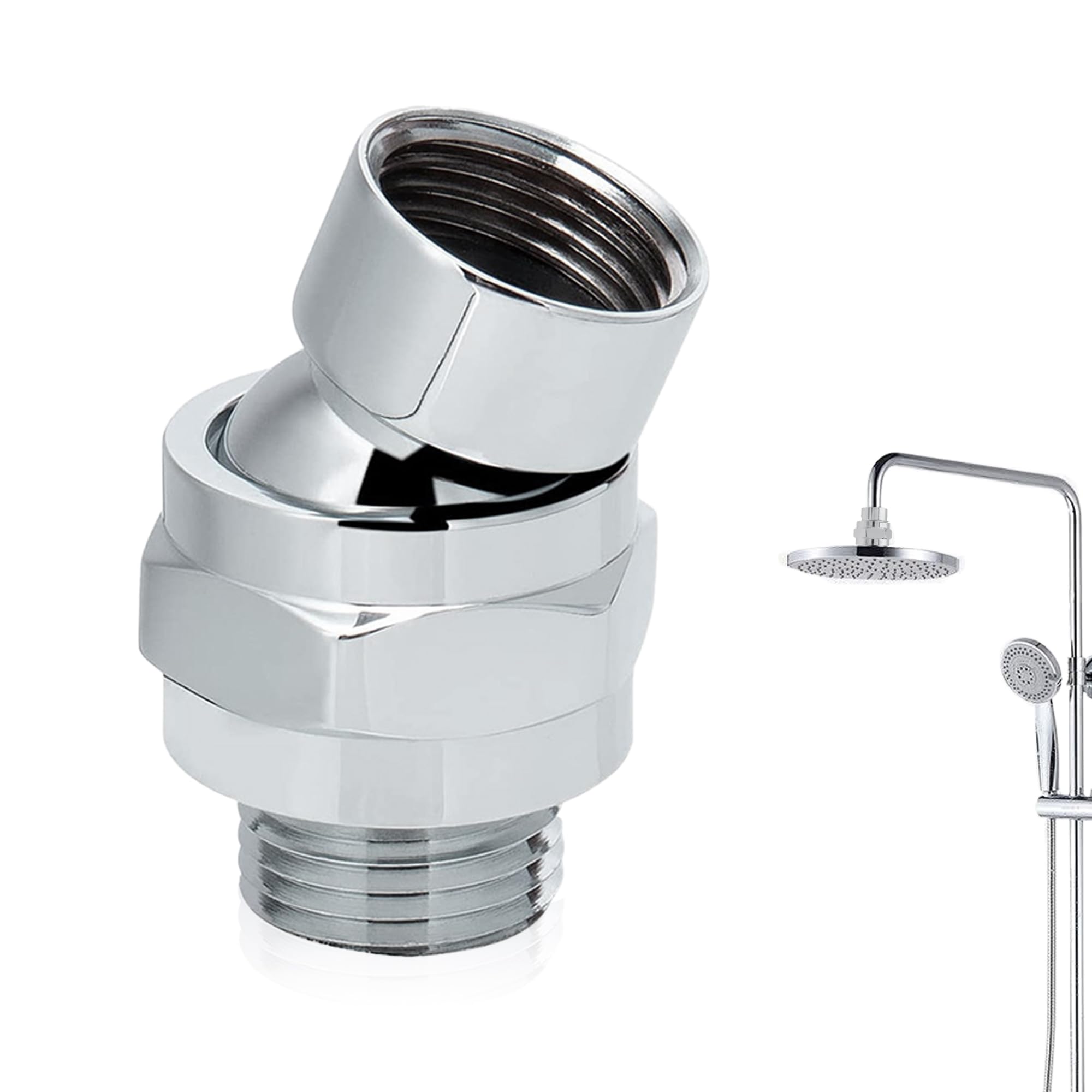 360° Universal Shower Hose Connector Shower Head Extension Shower Head Adapter Adjustable Shower Head Swivel Ball Adapter Hand Held Rain Shower Heads Extension Component