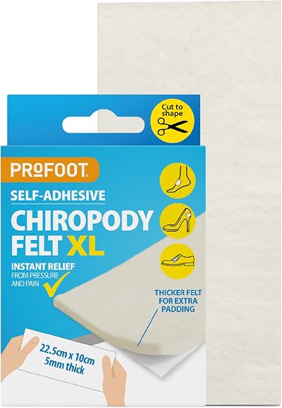 PROFOOT Chiropody Felt XL Self-Adhesive Foot Padding 22.5 x 10 cm 5mm