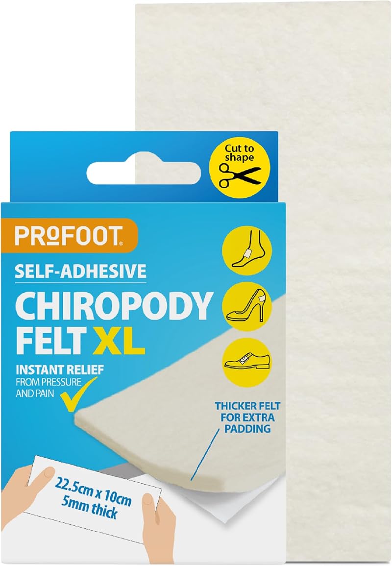 PROFOOT Chiropody Felt XL Self-Adhesive Foot Padding 22.5 x 10 cm 5mm