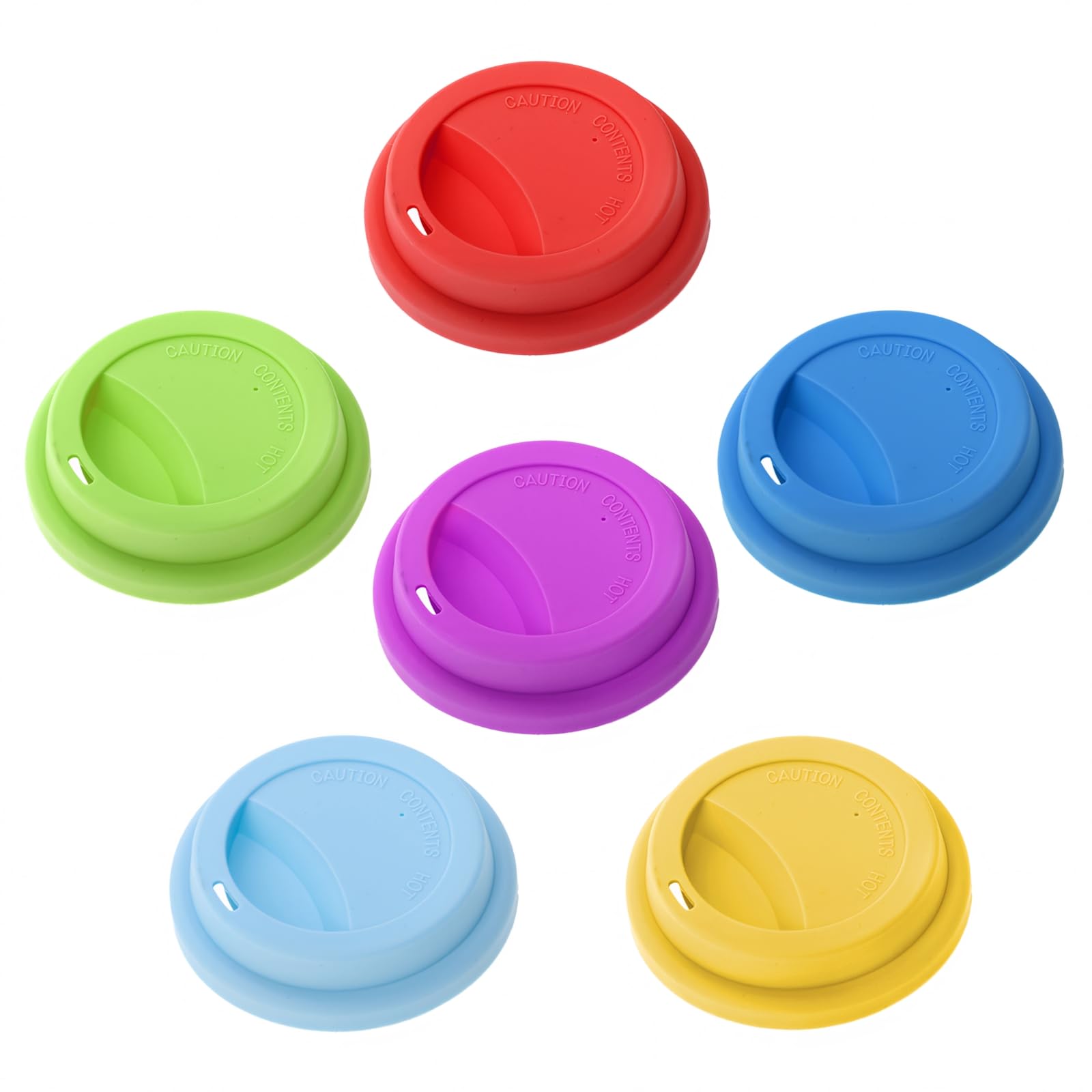 Aspire 6 PCS Silicone Drinking Lid Cup Lids, Reusable Coffee Cup Covers/Lids - ASSORTED