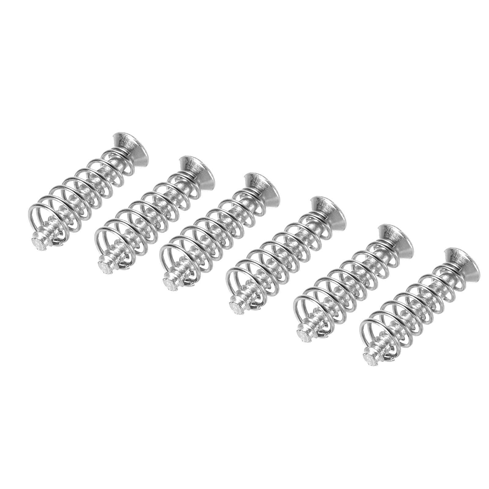 PATIKIL Guitar Pickguard Mounting Screws with Spring M3x22mm Thread Single Coil Pickup Ring Mounting Screws for Electric Guitar Silver 6 Pack