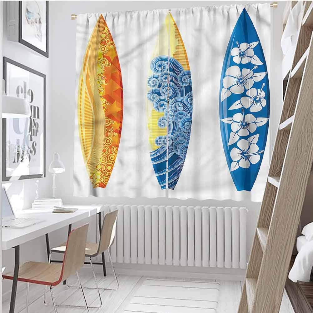 Room Darkening Window Curtains, Surf,Surf Fun Water Sports, 84 Inches