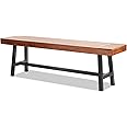 VEVOR Outdoor Bench, 63 inches Long Wood Garden Bench with Metal Leg for Outdoors, 500 lbs Load Capacity, Seats 1-3 People, All-Weather Furniture for Garden, Park, Yard, Front Porch, Patio, Path