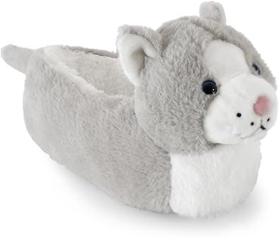 grey cat slippers