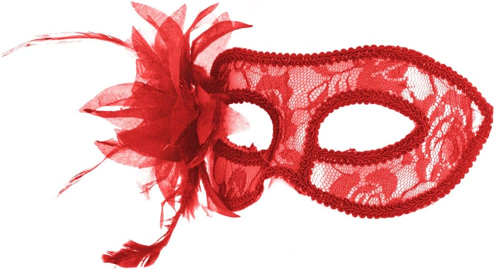 Smartfox Fasching Karneval Venezianische Maske mit Blume in Rot Amazon