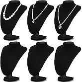Huquary 6 Pcs Necklace Display Stand Necklace Holder Jewelry Bust Display Stands for Selling Home Store Trade Shows Photography Props Retail(Black,Velvet)