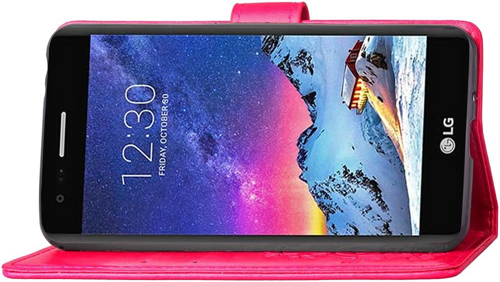 Cover in Pelle Funzione di Stand Slot per Schede Antiurto Leather Case Cover per LG K8 2017 Docrax Custodia LG K8 2017 // M200N Portafoglio - DOSDA041025 Rosa Caldo