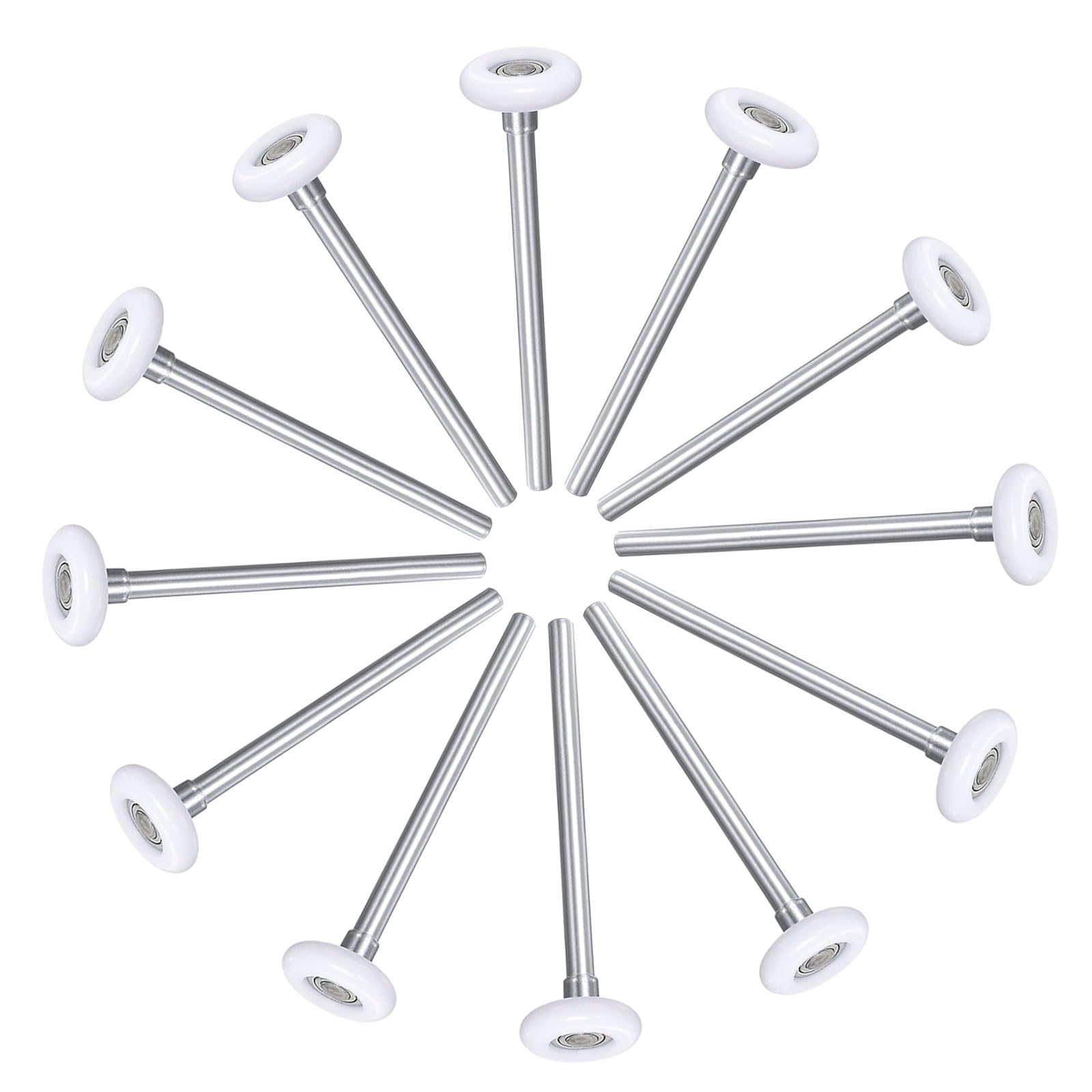 uxcell 12pcs Garage Door Rollers, 2" Nylon Roller for 2" Garage Track, 7" Stem, 11 Balls Sealed Bearing, for Commercial and Residential Garage Doors, White
