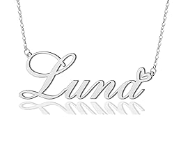 AOLO Luna Heart Name Necklace Silver Stainless