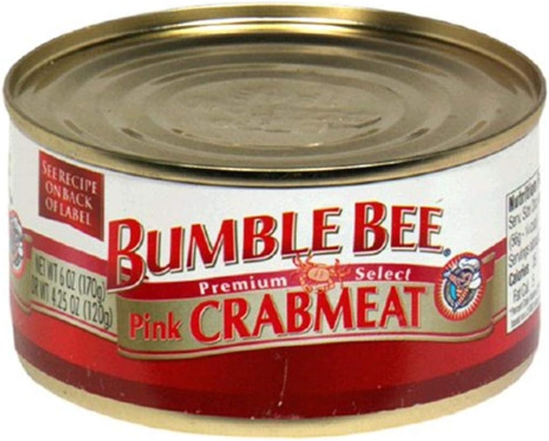 BUMBLE BEE Premium Select Wild Pink Crab Meat, 6 Ounce Can (Case of 12), Canned Crab Meat, High Protein, Keto Food and Keto Snacks, Gluten Free, Canned Food
