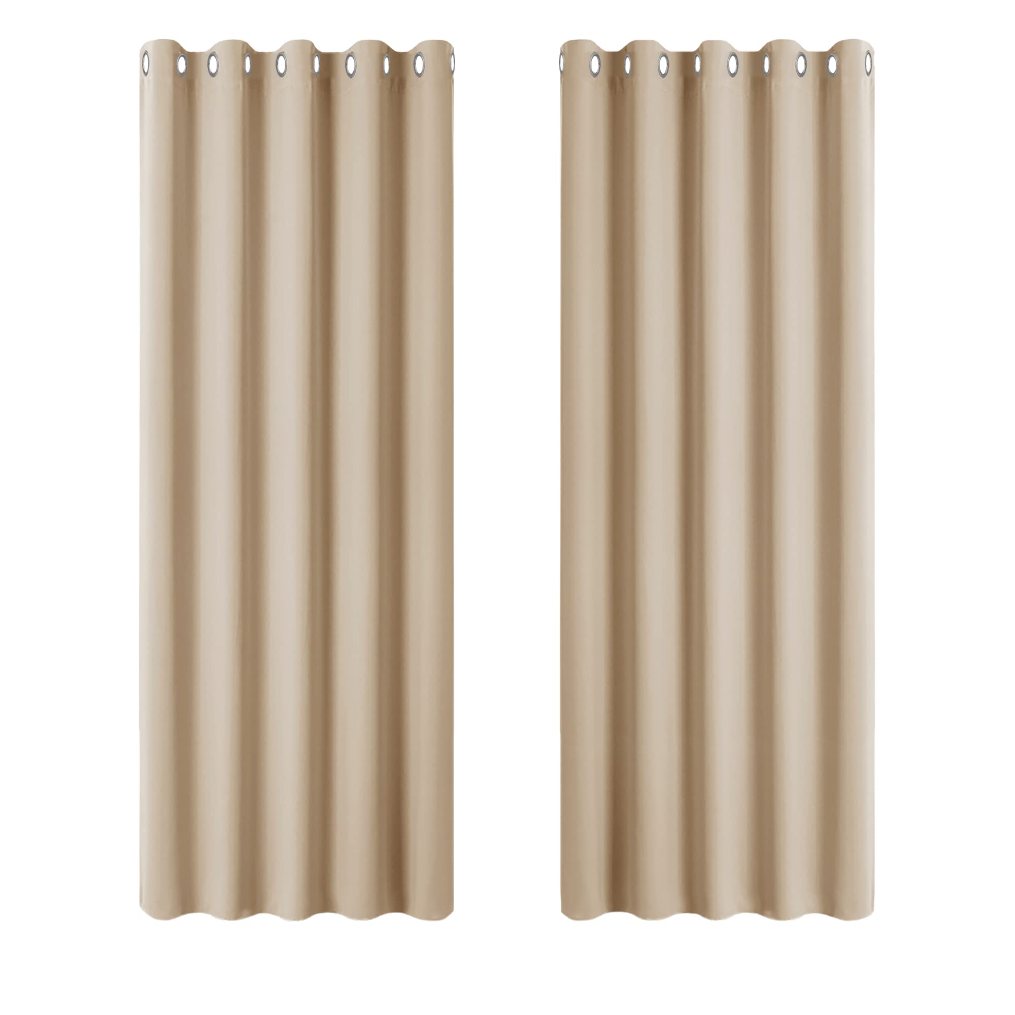 PONY DANCE Eyelet Beige Curtains & Drapes - 72 Inch Length Thermal Drapery for Cold Against Energy Saving Window Panels for Bedroom, 2 Pcs, W 66 by L 72 Inch, Biscotti Beige — image 1
