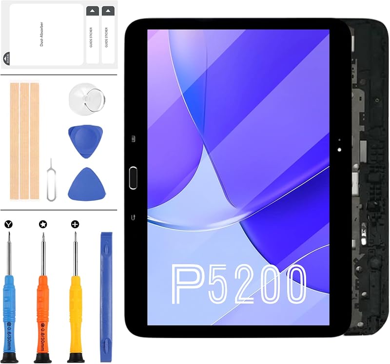LADYSON Black LCD Display Touch Screen Assembly w/ Frame for Samsung Galaxy Tab