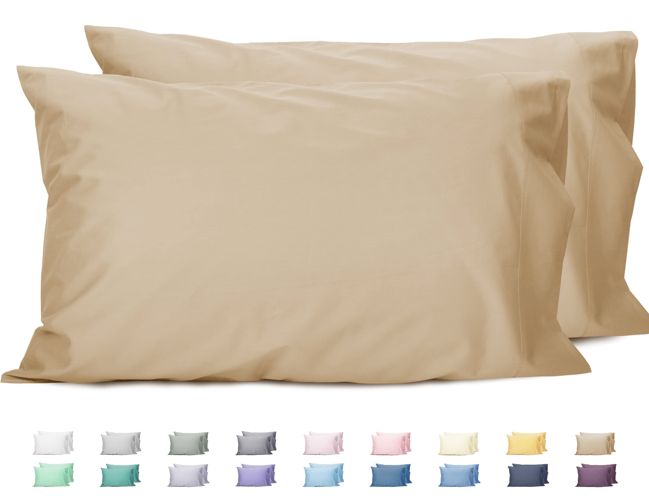 Photo 1 of Sunflower Queen Pillowcases Set of 2, 100% Cotton Queen Size Pillow Cases 2, 20×30 inches Sandshell, Soft and Breathable