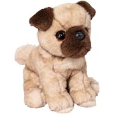 Douglas Puggie Pug Plush Stuffed Animal, 8 Inch Soft Puppy Toy | Velvety tan pug with brown muzzle, soulful eyes, floppy ears and curled tail; compact cuddly puppy for play and travel