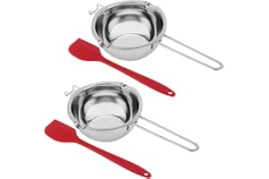 KEILEOHO 2pcs Double Boiler Melting Pot 1000ML/1QT, 304 Stainless Steel Bain Marie with 2 Stirring Spoons for Chocolate, Cand