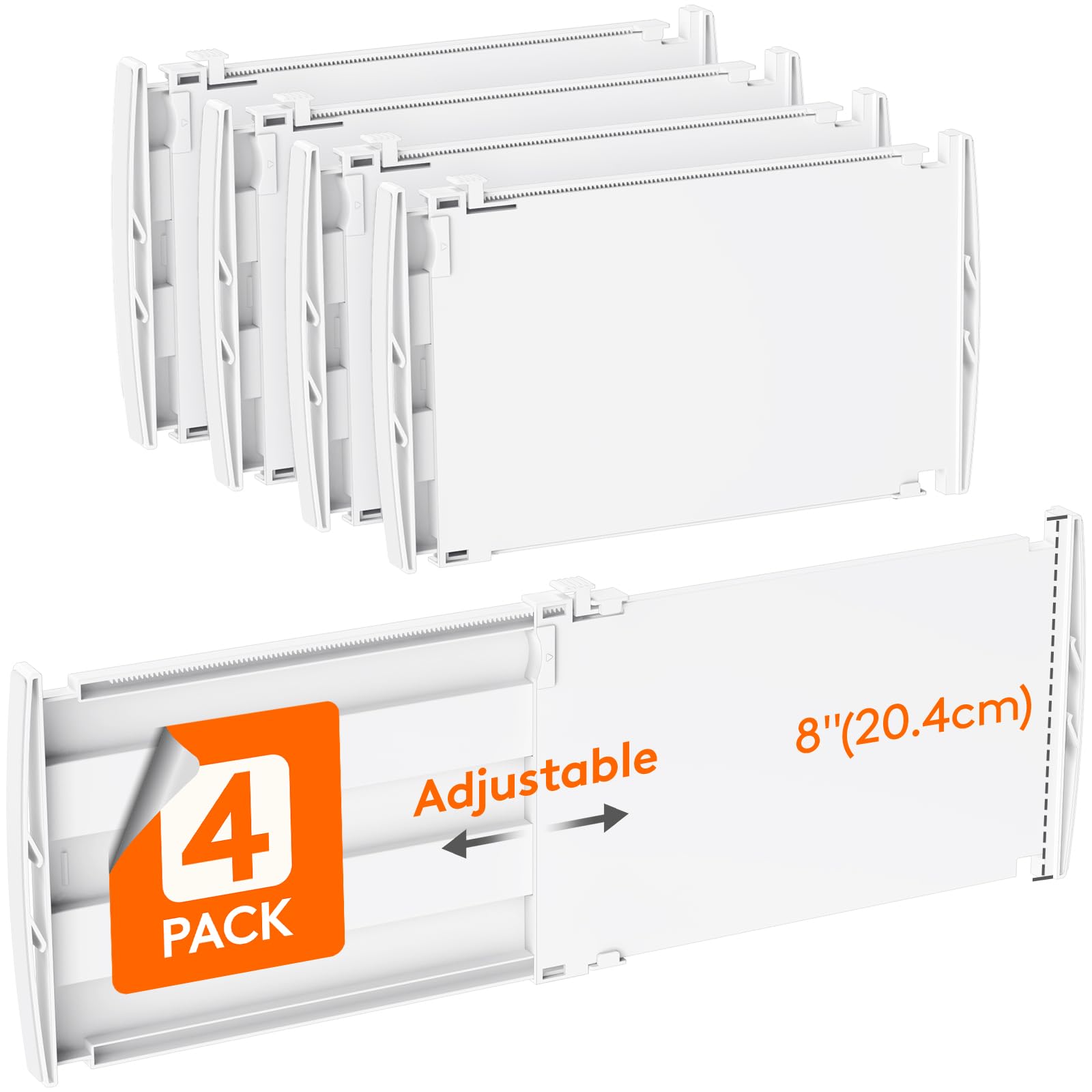 Photo 1 of Lifewit 4 Pack Deep Drawer Dividers 8" High, 13.8-22.5" Adjustable Dresser Drawer Divider, Plastic Drawer Organizer for Clothes, Tall Drawers Separators for Dresser, Kitchen, Bedroom, Bathroom, Office